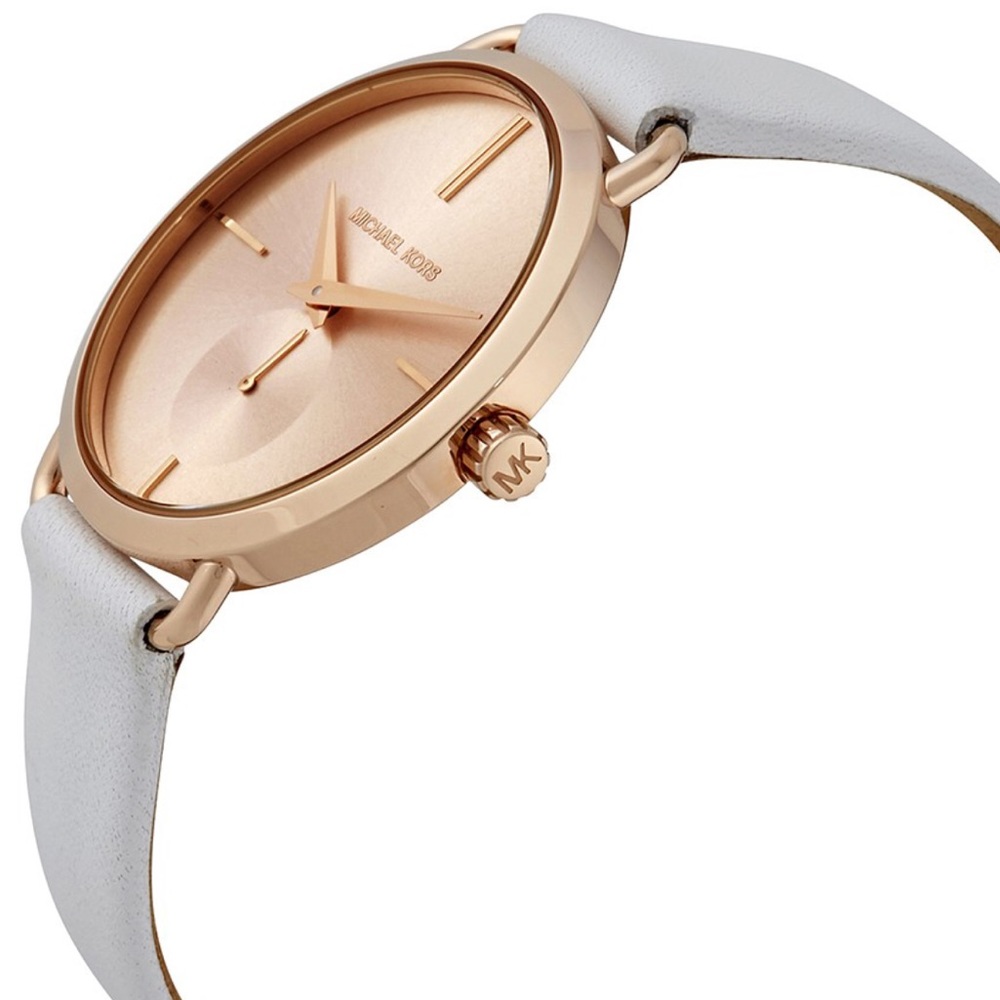 Michael Kors rose gold Portia white leather watch - Picture 3 of 8